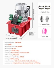 VEVOR Electric Hydraulic Pump 750W 10000 PSI Double Acting Solenoid Valve Pedal