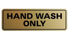 Standard Hand Wash Only Wall Door Sign Kitchen Sink Brushed Gold Small 1 PCS
