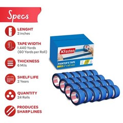 XFasten Blue Painter’s Tape, 2 Inch x 60 Yards (24-Pack) Blue Painters Maskin…