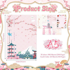 100 Sheets Japanese A5 Planner Inserts – 120GSM Thick Cherry Blossom Refill Pape