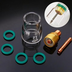 8x TIG Welding Stubby Gas Lens #12 Pyrex Cup Kit For Tig WP-17/18/26 3/32