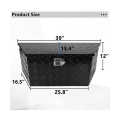 BLACKHORSE-RACING 39inch Aluminum Trailer Tongue Box with Lock & Keys, Stripe…