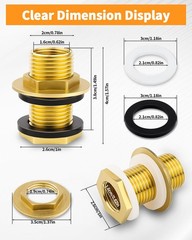 2 Pack Brass Bulkhead Fitting – 1/4″ NPT Female Thread to 3/4″ Male Thread Bu…