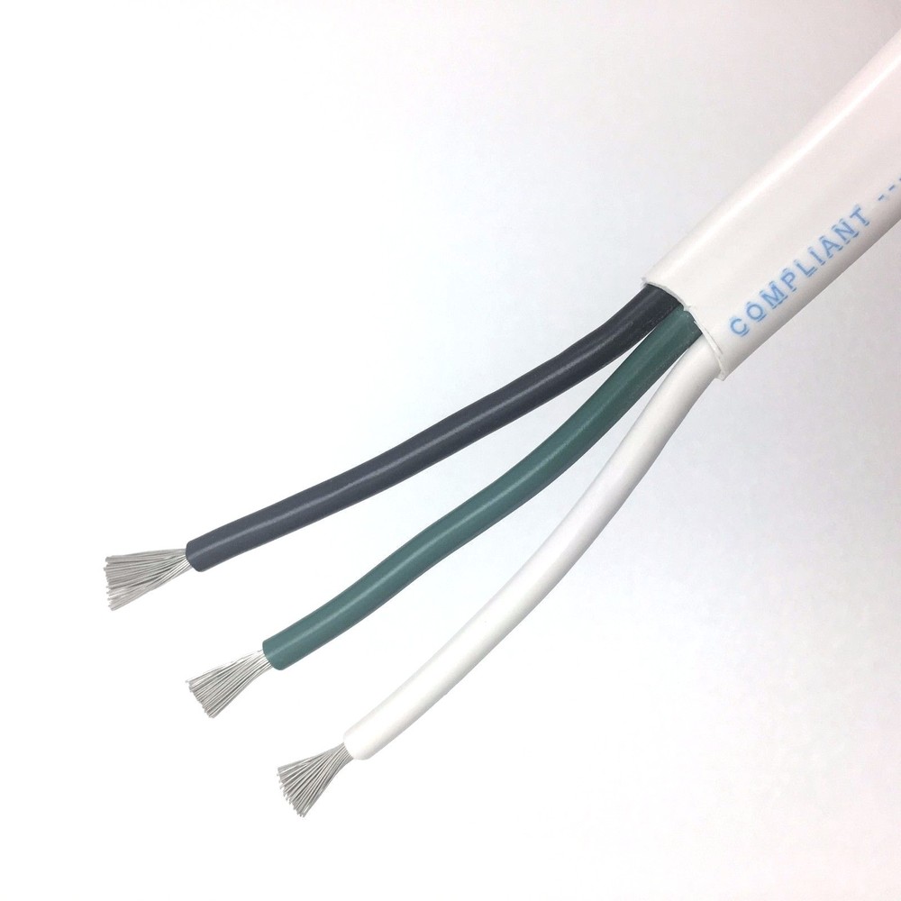 12/3 AWG 12 Gauge Marine Grade 3 Wire AC, Boat Cable, Tinned Copper Flat Triplex