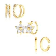 14K Gold Plated Ear Cuff Earrings for Women, Dainty Ear Cuffs Clip on Earring…