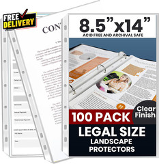 100 Pack of 8.5X14 Legal Size Heavyweight Clear Sheet Protectors Plastic Legal..