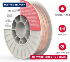 YESWELDER MIG Welding Wire, ER70S-6 Solid Carbon Steel, .030 Inch 10LB (0.8mm 4.