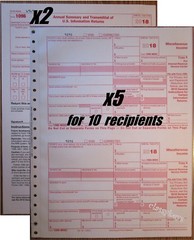2018 IRS Tax Form 1099-MISC Carbonless for 10 recipients + (2) 1096 — NO Env