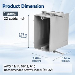 1-Gang New Work Outlet Box, PVC Electrical Box for Switch, GFCI, Dimmer, 22 C…