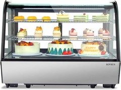 Refrigerated Display Case 5.7 Cu.Ft. Glass Pastry Display Showcase Equipment+LED
