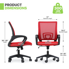 Height Adjustable Swivel Computer Home Office Ergonomic Desk Mesh Chair Red