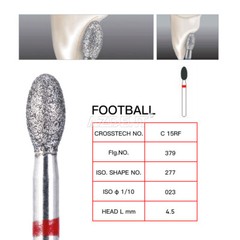 Dental Fine Grit Diamond Burs 379-023F Egg Football Shape for Cutting 10Pcs/PK