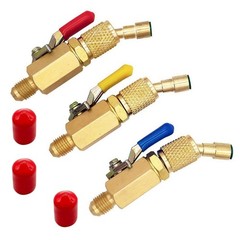 3PCS Brass Air Conditioning HVAC 1/4″ Shut Valve Adapter For AC Charging Hoses