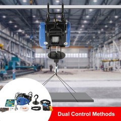 1600W Electric Hoist 1100lbs Portable Crane Winch with Remote Control 29m Lift