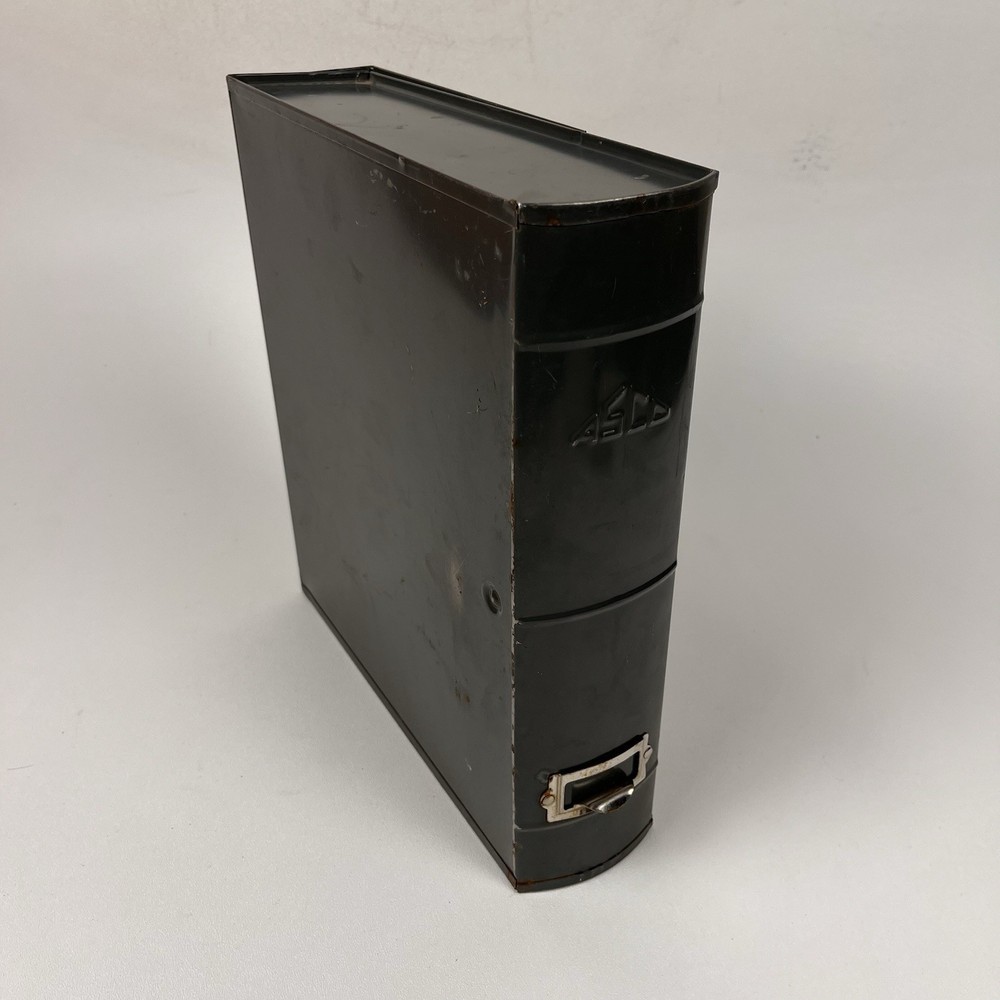 Vintage Asco Art Steel Co Industrial Metal Book Storage Box with Latch Green