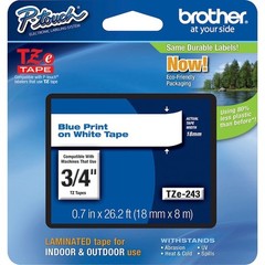 Brother Tze243g Label/Ribbon Cartridge, White, Gloss, 3/4 In W