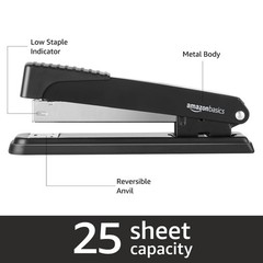 Amazon Basics Full-Strip Metal Office Desktop 3 Count (1 Pack), Black