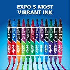 Expo 2 in 1 Dual Ended Dry Erase Markers Assorted Colors 8 Count Chisel Tip