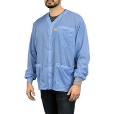 SCS 770105 Blue ESD Smock Jacket Dual-Wire Knit Cuff 2XL Brand New Sealed
