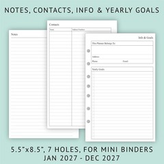 2027 Weekly & Monthly Planner Refill, 5-1/2″ x 8-1/2″, Jan 2027 to Dec 2027, …