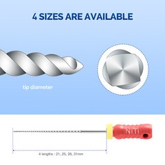6 Pcs Dental Endo Niti K files Hand Use Root Canal File 21/25/28/31mm