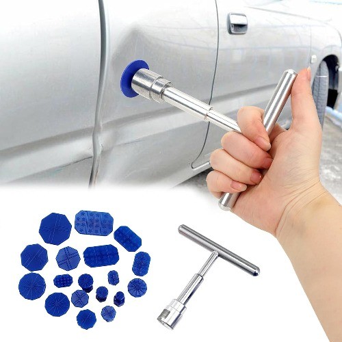 19 PCS Car Dent Repair Tool, T-Shaped Puller Handle Lifter + 18 Suction Cups of
