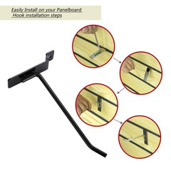 Dazzling Displays 12pcs Slatwall Hooks 4in 6in Metal Black Set