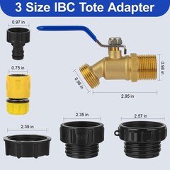 Gallon IBC Tote Hose Adapter 3 Size IBC Tote Adapter 2.44 Fine、2 Fine