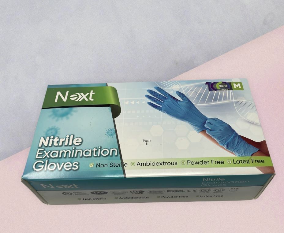 Nitrile Durable Rubber Hand Gloves / Powder Latex Free (Medium Size) Blue