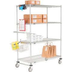 Nexelate Curbside Wire Truck w/4 Shelves Polyurethane Casters 72″L x 18″W x