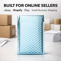 Metallic Ice Blue Bubble Mailers Self Seal Padded Shipping Envelopes