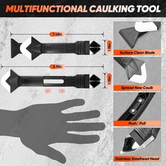 Saker Silicone Caulking Tool 3-in-1 Grout Removal and Sealant Black