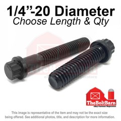 1/4″-20 Coarse 12-Point Flange Screws Alloy Steel Black (Pick Length & Qty)