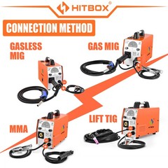 HITBOX 4IN1 MMA Gas/Gasless MIG Welder Lift TIG Welder & Welding Helmet Pro Home