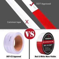 DOT-C2 Reflective Safety Tape 2 Inch x 200 Feet Red/White Conspicuity Tape fo…