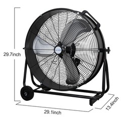 BILT HARD 24″ 8100 CFM High Velocity Industrial Drum Fan, 24 Inch, Black