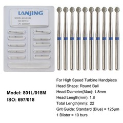 Dental Round Diamond Bur FG Long Shank Surgical Diamond Burs High Speed 801L