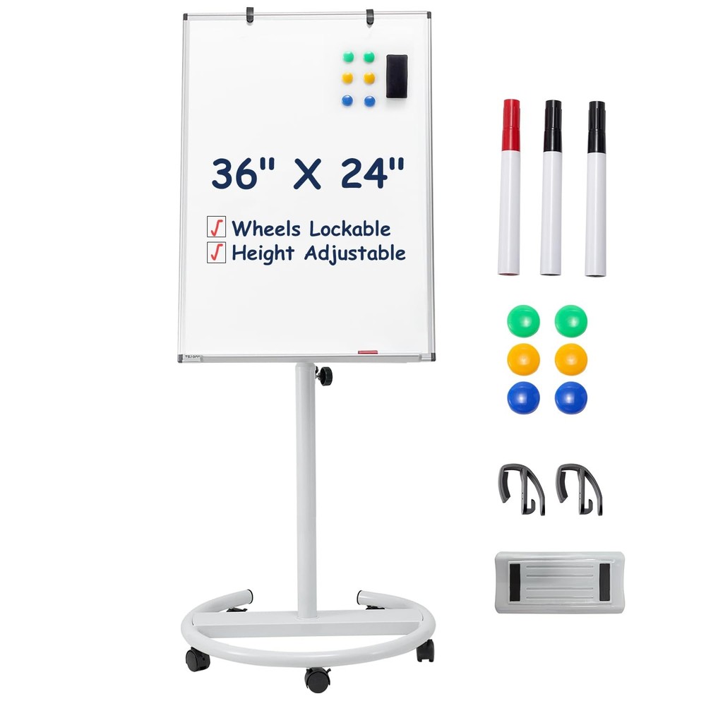 TSJ OFFICE Mobile Whiteboard Standing – 36 X 24 Inches Magnetic Dry Erase Eas…