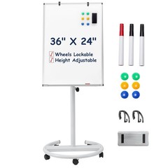 TSJ OFFICE Mobile Whiteboard Standing – 36 X 24 Inches Magnetic Dry Erase Eas…