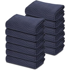 12 Pack 72×80″ Sturdy Professional Quality Quilted Black Moving Blankets