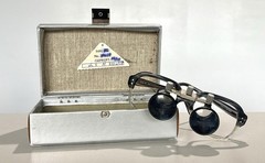 Vintage Binocular Loupe Glasses Clip-On Dental Optician Jeweler Germany W/ Case