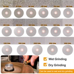Diamond Flat Lap Disc Set 4″ x 5/8″ Arbor 50-3000 Grit Grinding Wheel