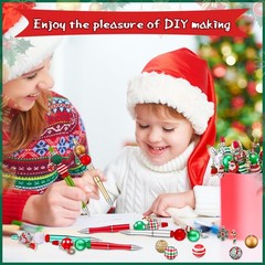 Fuutreo 12 Set 126 Pcs Christmas Beadable Pens Kit Silicone Plastic Wooden Be…