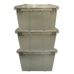 UBMOVE Plastic Crates with Lid for Moving and Storage