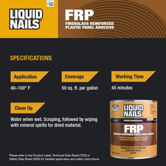 3.5 Gal. Fiberglass Reinforced Panel (FRP) Low VOC Adhesive