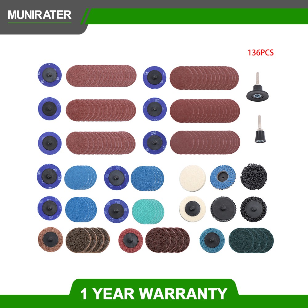 136 Pack Sanding Discs Set 2 inch Quick Change Discs with 1/4 inch Holder
