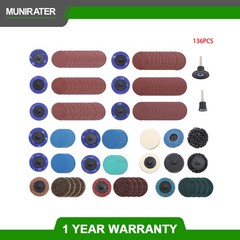 136 Pack Sanding Discs Set 2 inch Quick Change Discs with 1/4 inch Holder