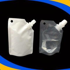 Clear & White Drink Wine Beverage Pouch Packaging Bags (Comes With 1 Funnel)