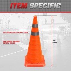 2xOrange Oxford fabric Collapsible Traffic Safety Cones 28in Park Lots Roadsides