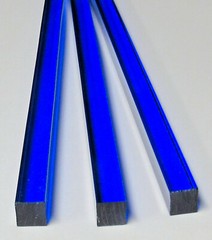 4 PC 1/2” x 1/2″ x 10” INCH LONG SQUARE CLEAR BLUE ACRYLIC TRANSLUCENT ROD .50″